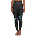 High-Waisted Yoga Leggings — Plain Black AOP Performance Leggings