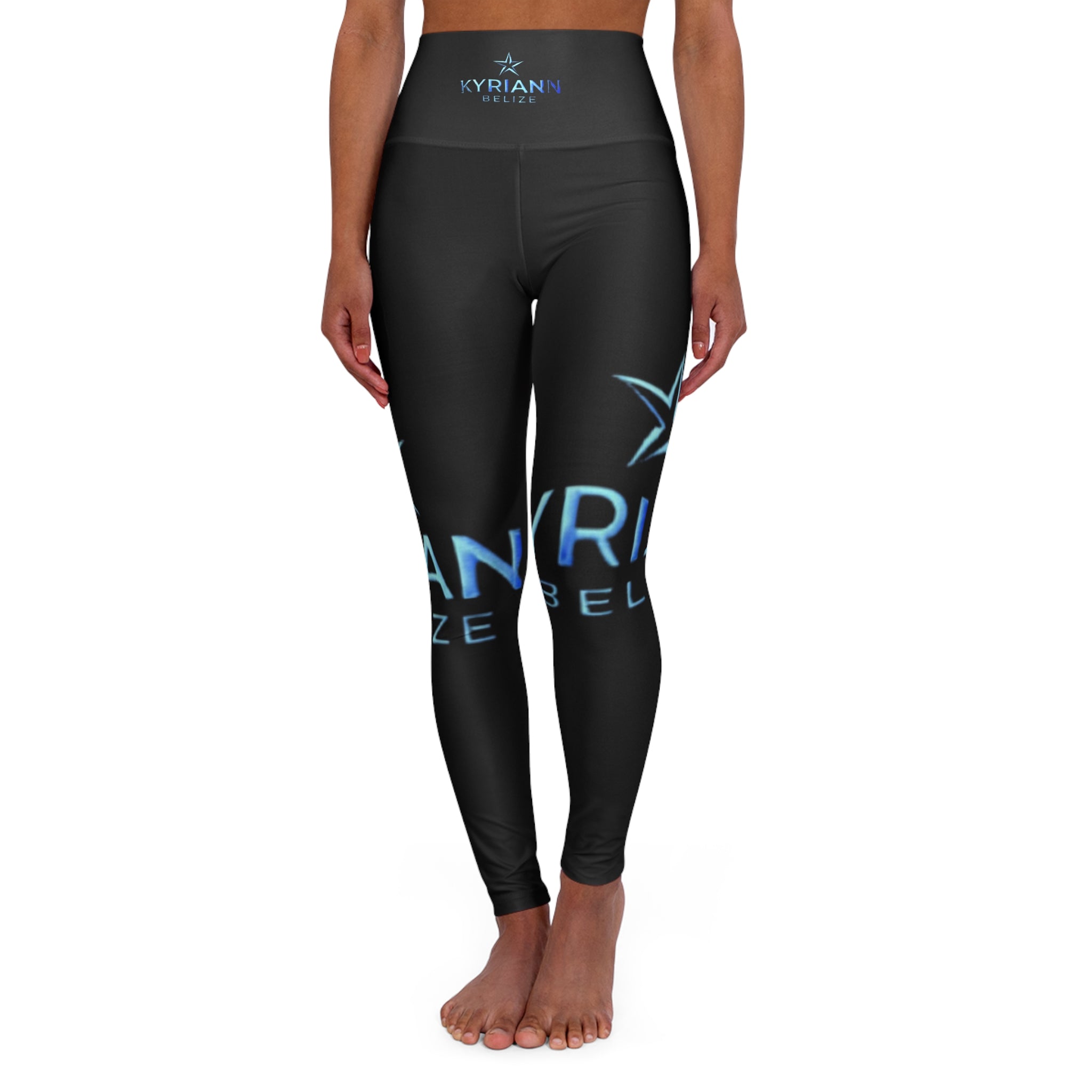 High-Waisted Yoga Leggings — Plain Black AOP Performance Leggings