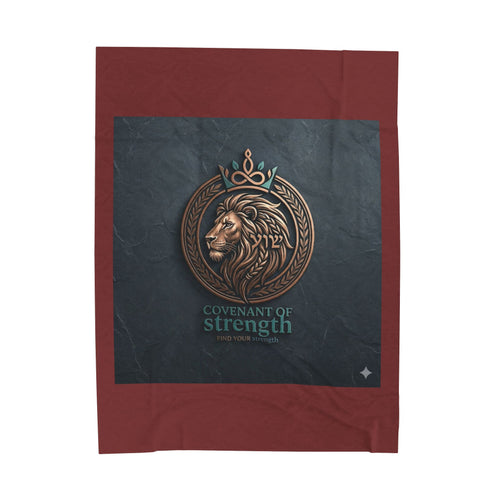 Covenant of Strength Velveteen Plush Blanket — Lion Crest Cozy Throw