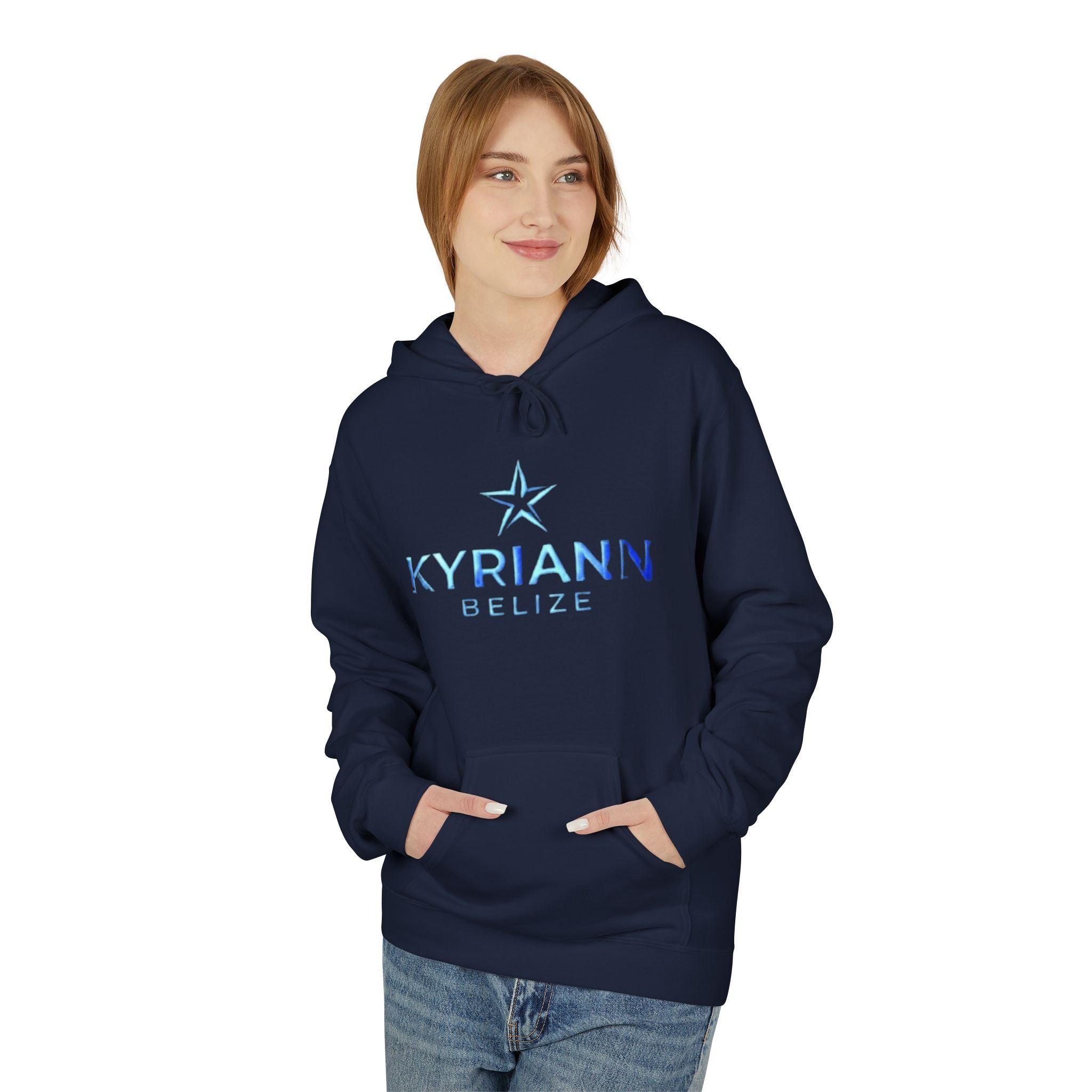Kyriann Relief Logo Hoodie — Soft White Pullover