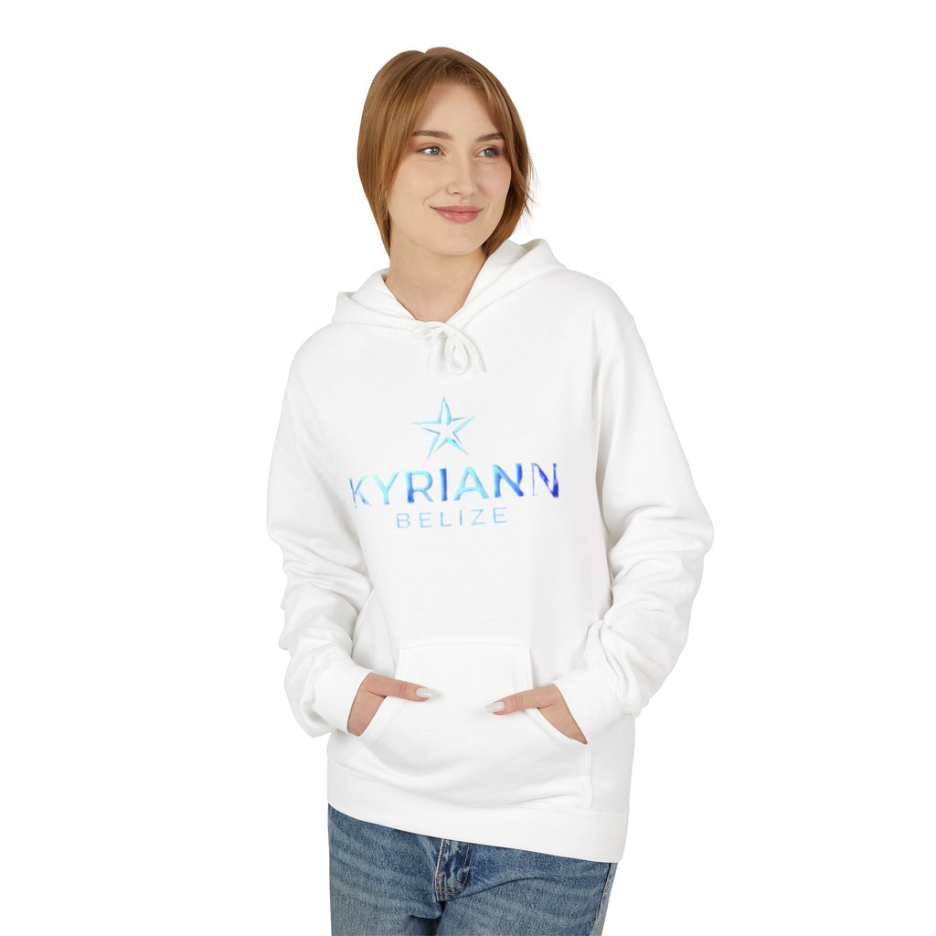 Kyriann Relief Logo Hoodie — Soft White Pullover