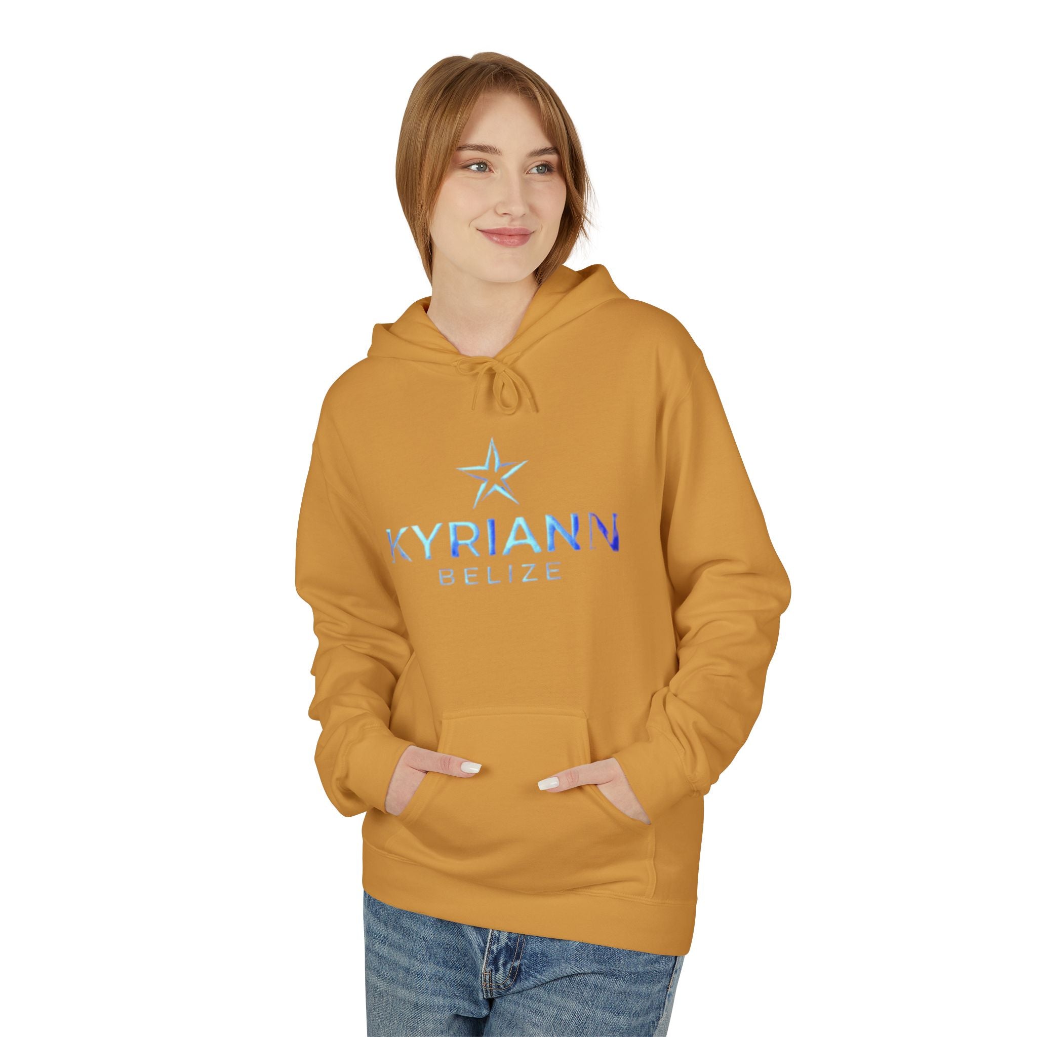 Kyriann Relief Logo Hoodie — Soft White Pullover