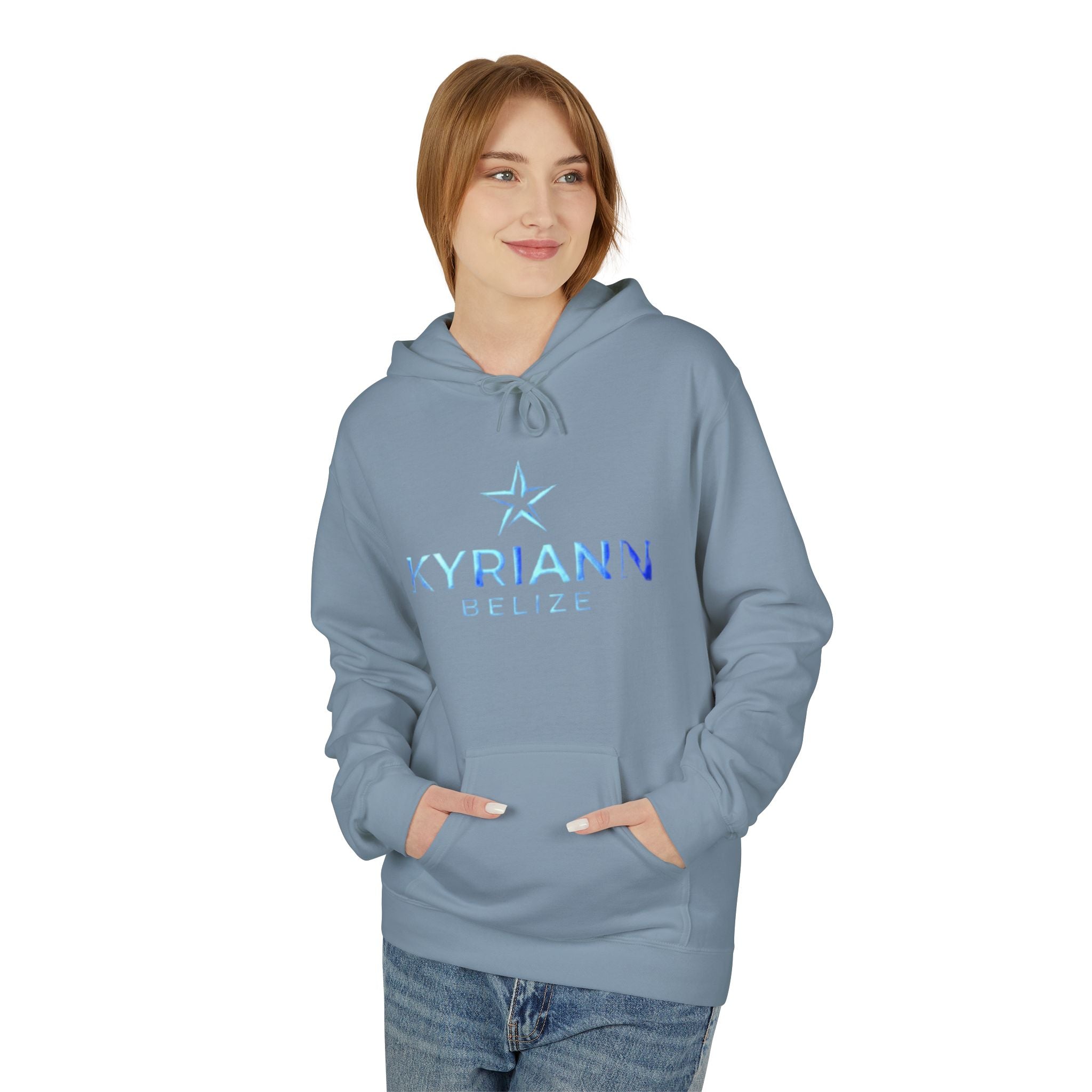 Kyriann Relief Logo Hoodie — Soft White Pullover
