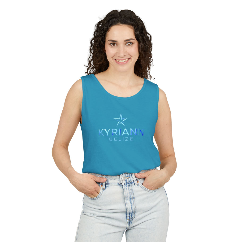 Kyriann Relief Star Tank Top — Soft White Logo Tank