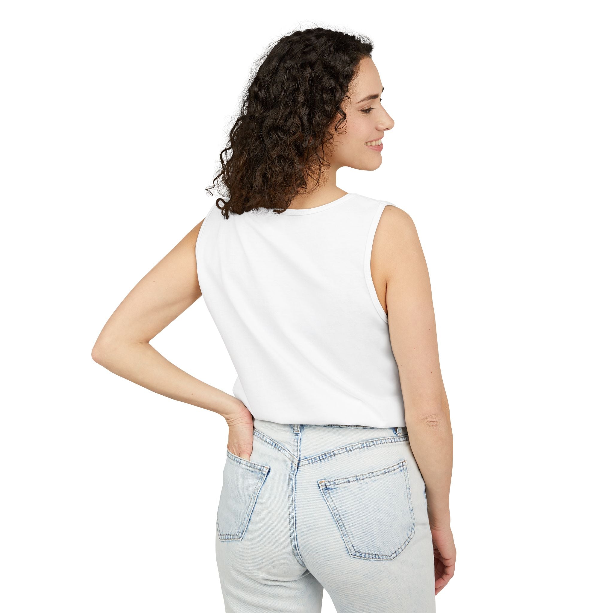 Kyriann Relief Star Tank Top — Soft White Logo Tank