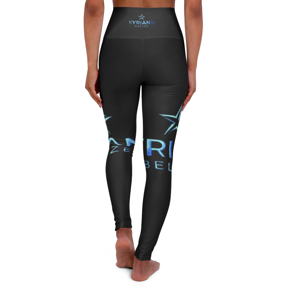High-Waisted Yoga Leggings — Plain Black AOP Performance Leggings