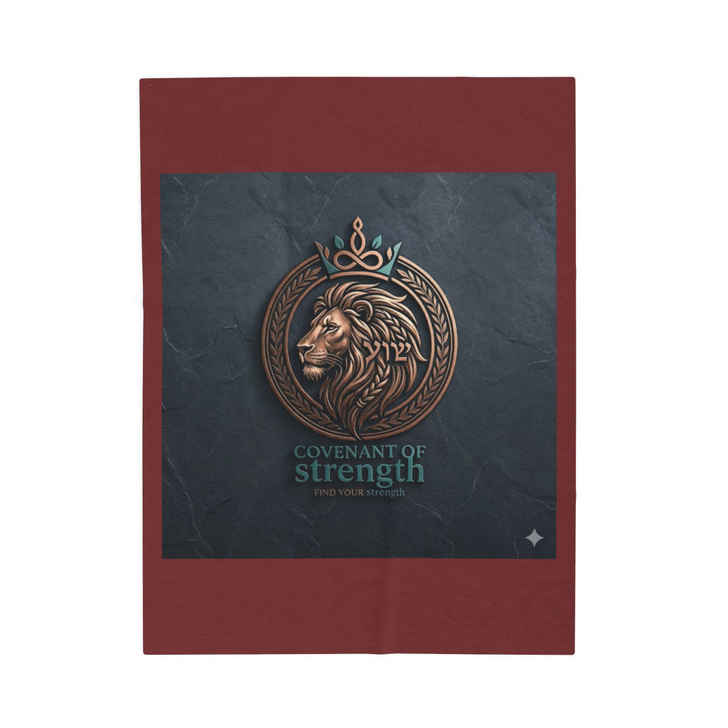 Covenant of Strength Velveteen Plush Blanket — Lion Crest Cozy Throw