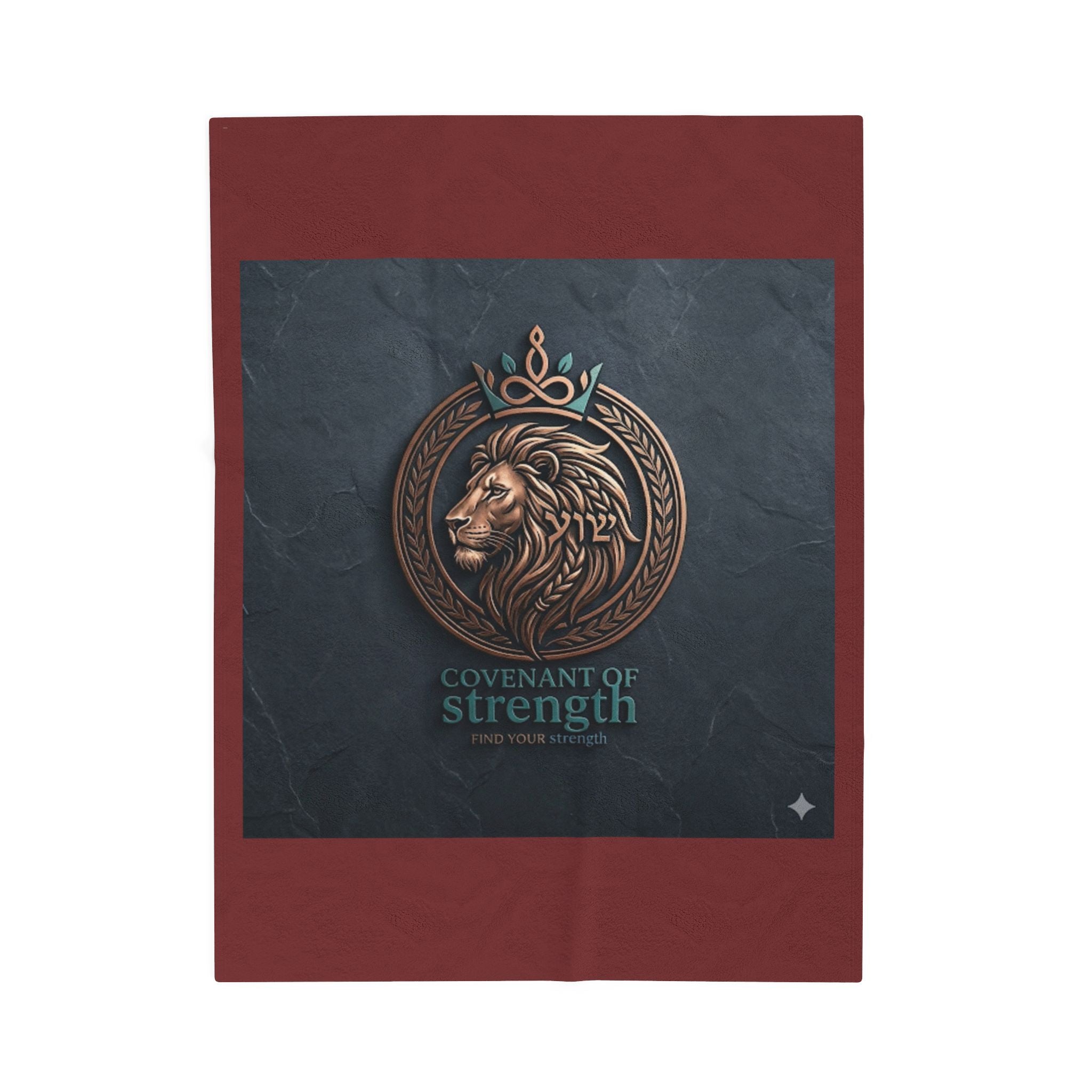 Covenant of Strength Velveteen Plush Blanket — Lion Crest Cozy Throw