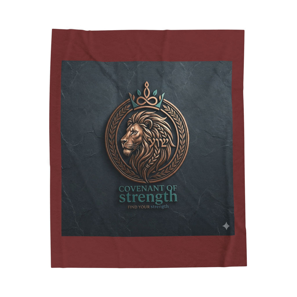 Covenant of Strength Velveteen Plush Blanket — Lion Crest Cozy Throw