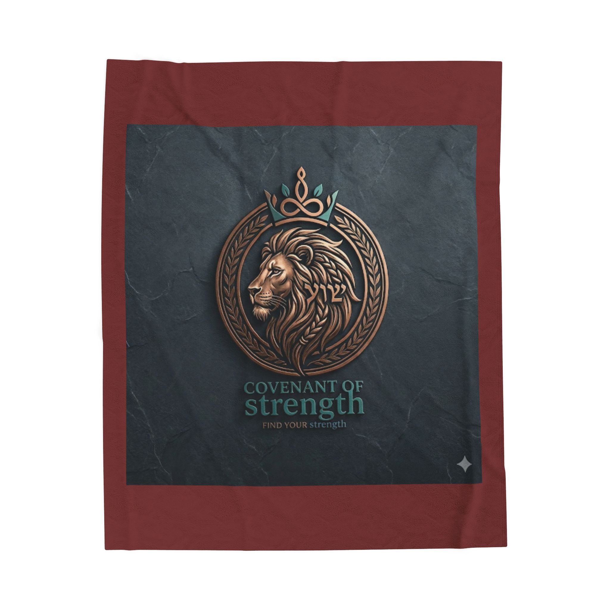 Covenant of Strength Velveteen Plush Blanket — Lion Crest Cozy Throw