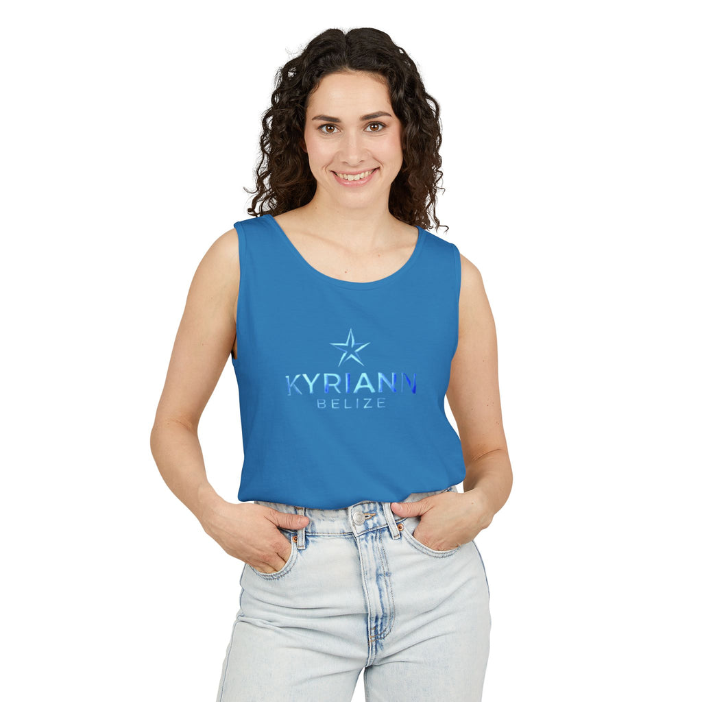 Kyriann Relief Star Tank Top — Soft White Logo Tank