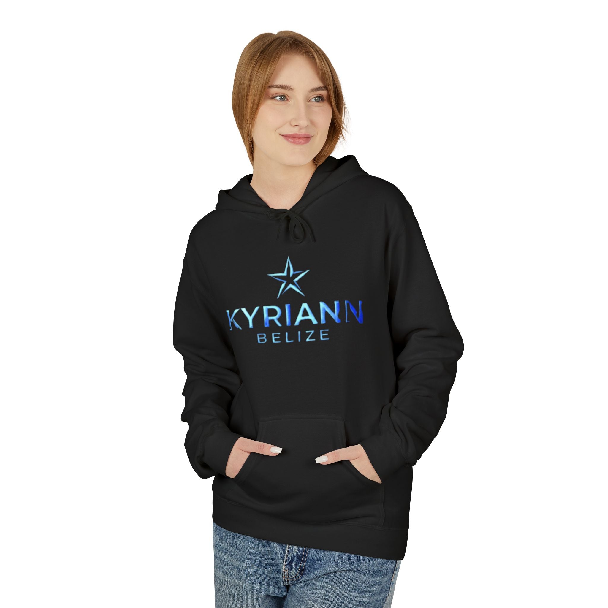 Kyriann Relief Logo Hoodie — Soft White Pullover