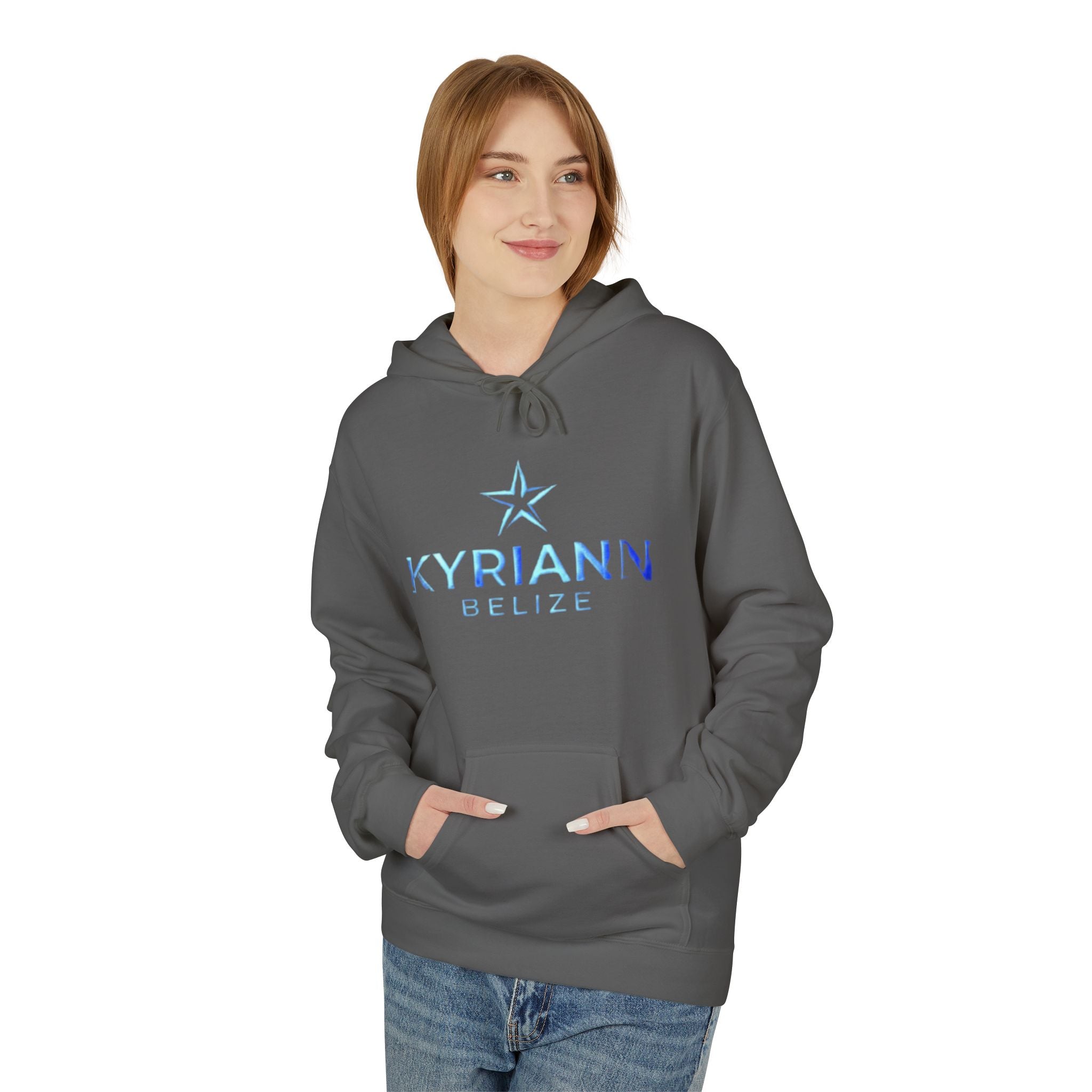 Kyriann Relief Logo Hoodie — Soft White Pullover