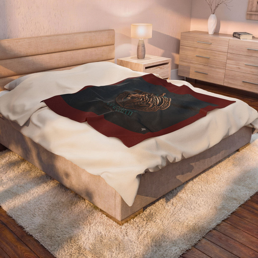 Covenant of Strength Velveteen Plush Blanket — Lion Crest Cozy Throw