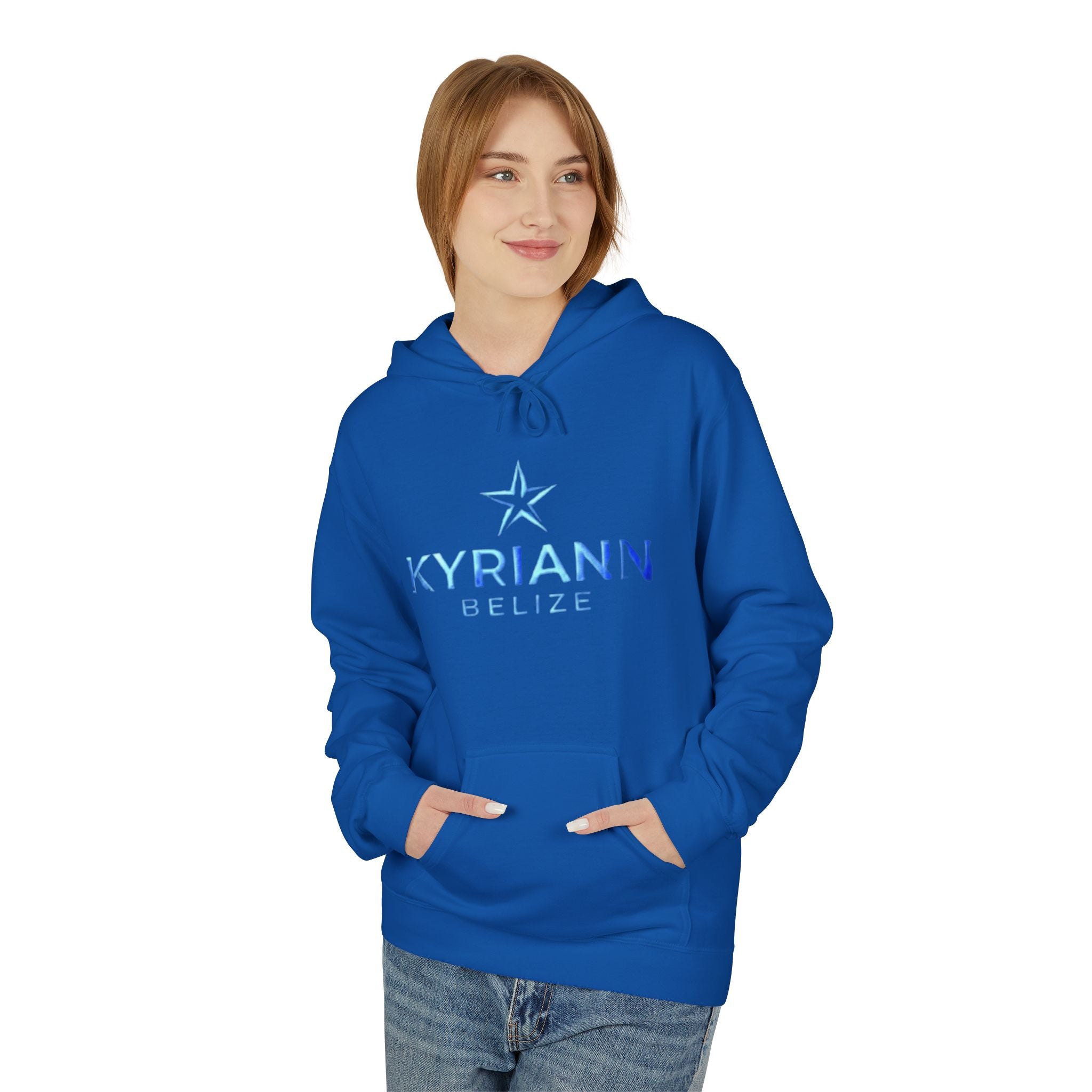 Kyriann Relief Logo Hoodie — Soft White Pullover