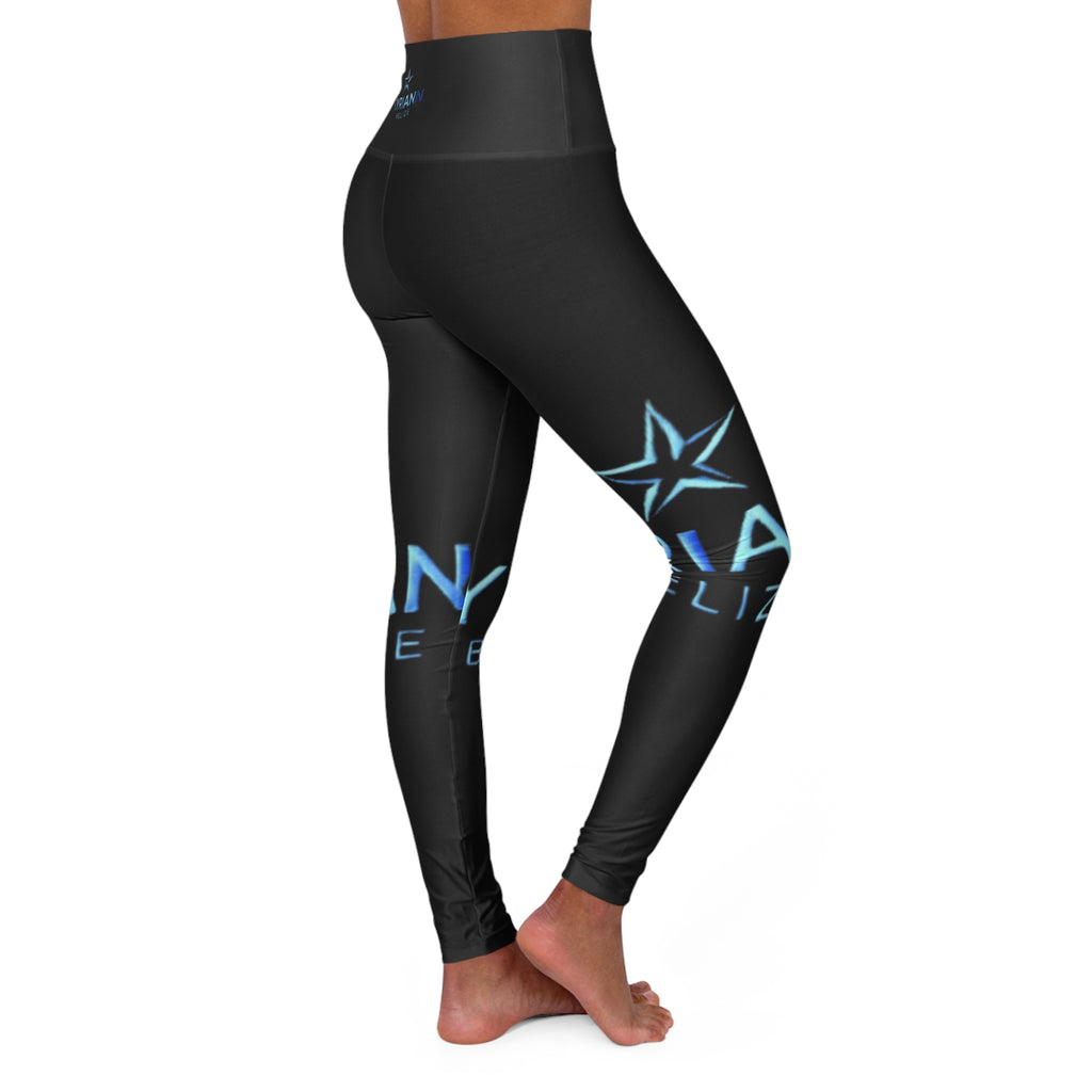 High-Waisted Yoga Leggings — Plain Black AOP Performance Leggings