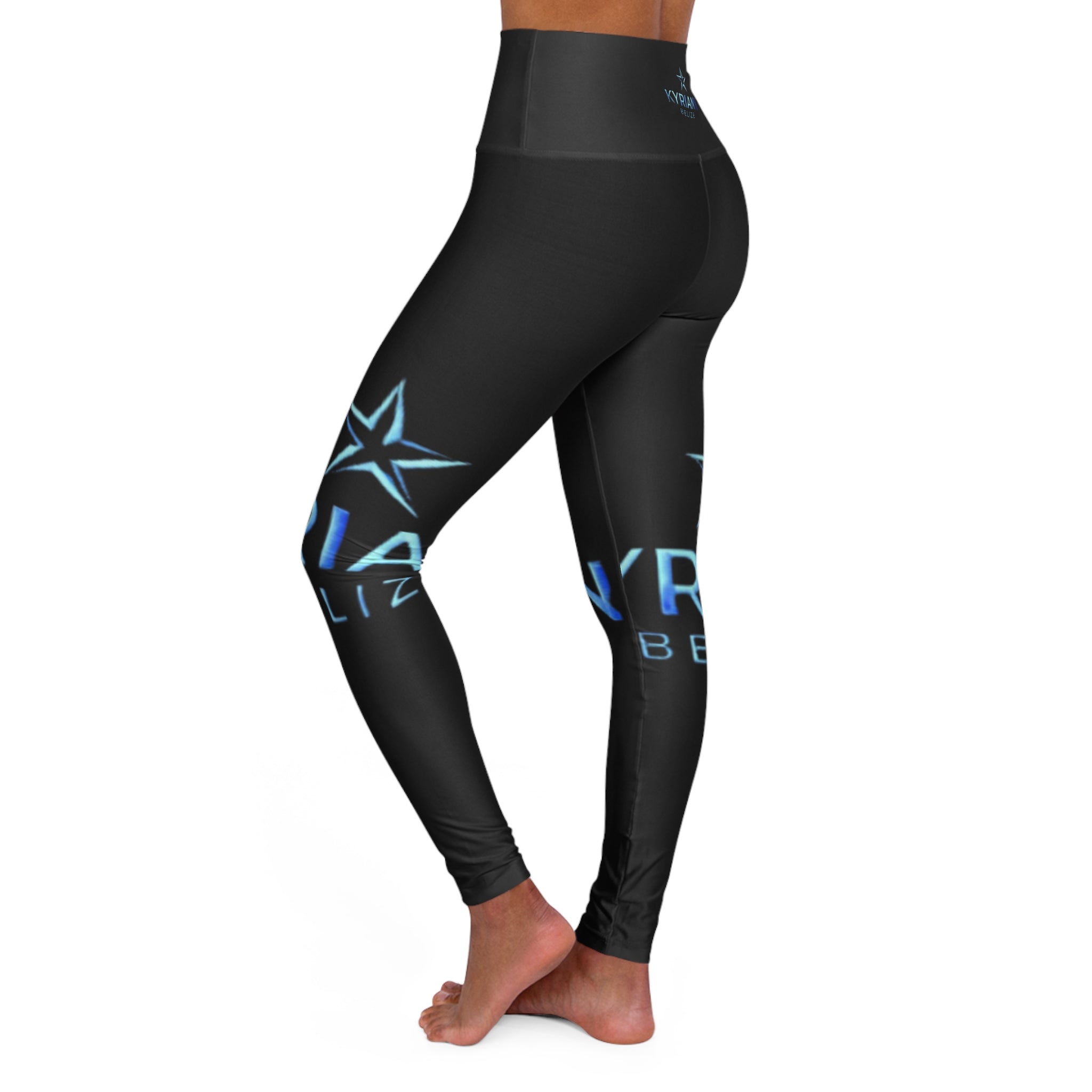 High-Waisted Yoga Leggings — Plain Black AOP Performance Leggings