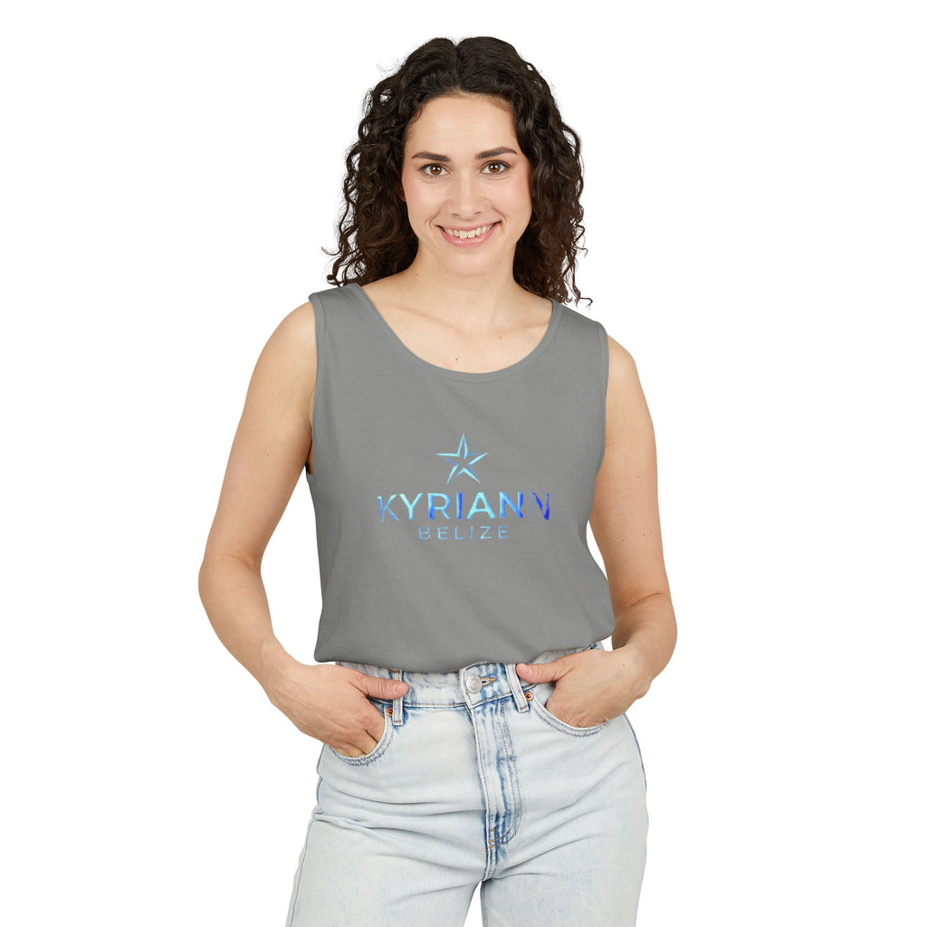 Kyriann Relief Star Tank Top — Soft White Logo Tank